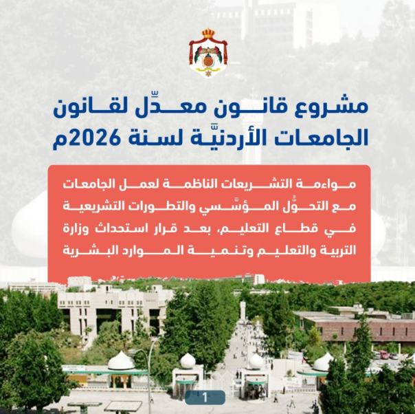 أبرز ملامح مشروع القانون المعدل للجامعات الأردنية