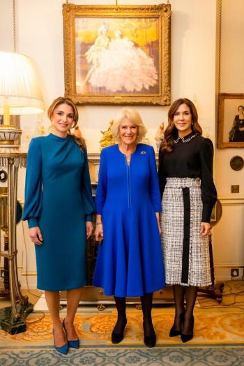 الملكة القرينة كاميلا تستقبل الملكة رانيا في لندن