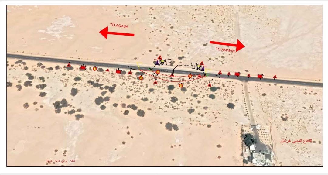 تحويلات مرورية لمدة 30 يوماً لتنفيذ عبارة صندوقية على طريق وادي عربة