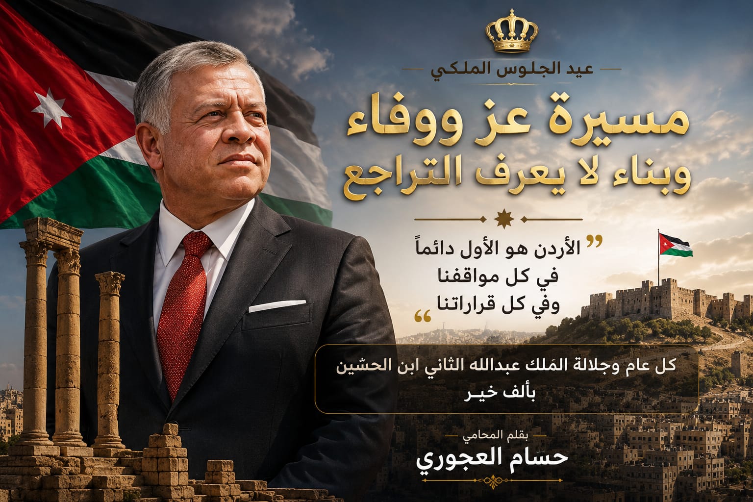 في عيد الجلوس الملكي ..  الأردن يواصل المسير بثقة وعزيمة