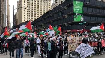 تظاهرة في شيكاغو احتجاجا على استمرار الانتهاكات الإسرائيلية بحق الفلسطينيين