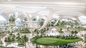 كلفته 35 مليار دولار ..  محمد بن راشد يكشف تصميم مبنى المسافرين بمطار آل مكتوم