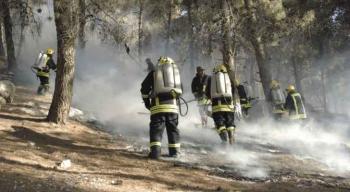إطفاء حريق شب في عشر دونمات أعشاب وأشجار بجرش 