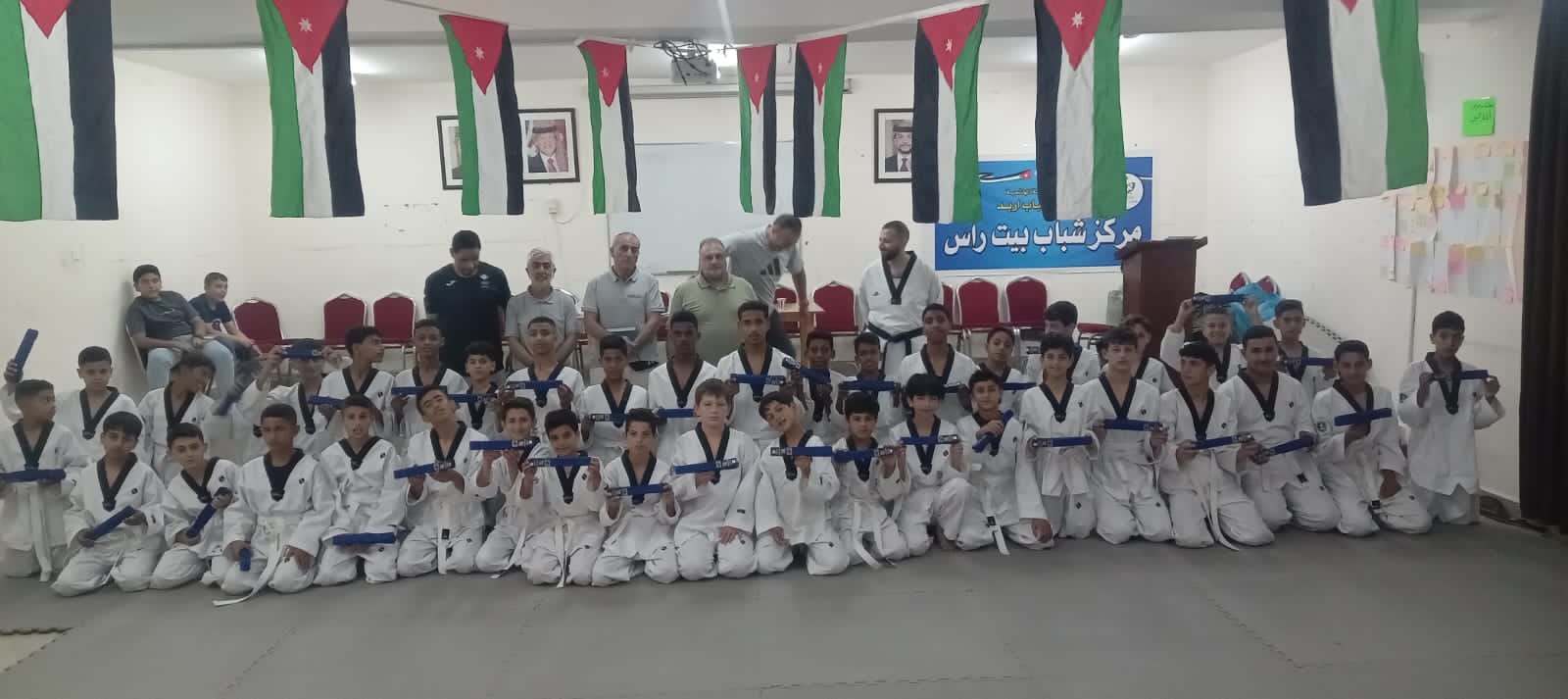 مركز شباب وشابات بيت رأس ينفذ فحص الحزام الأزرق لرياضة التايكواندو