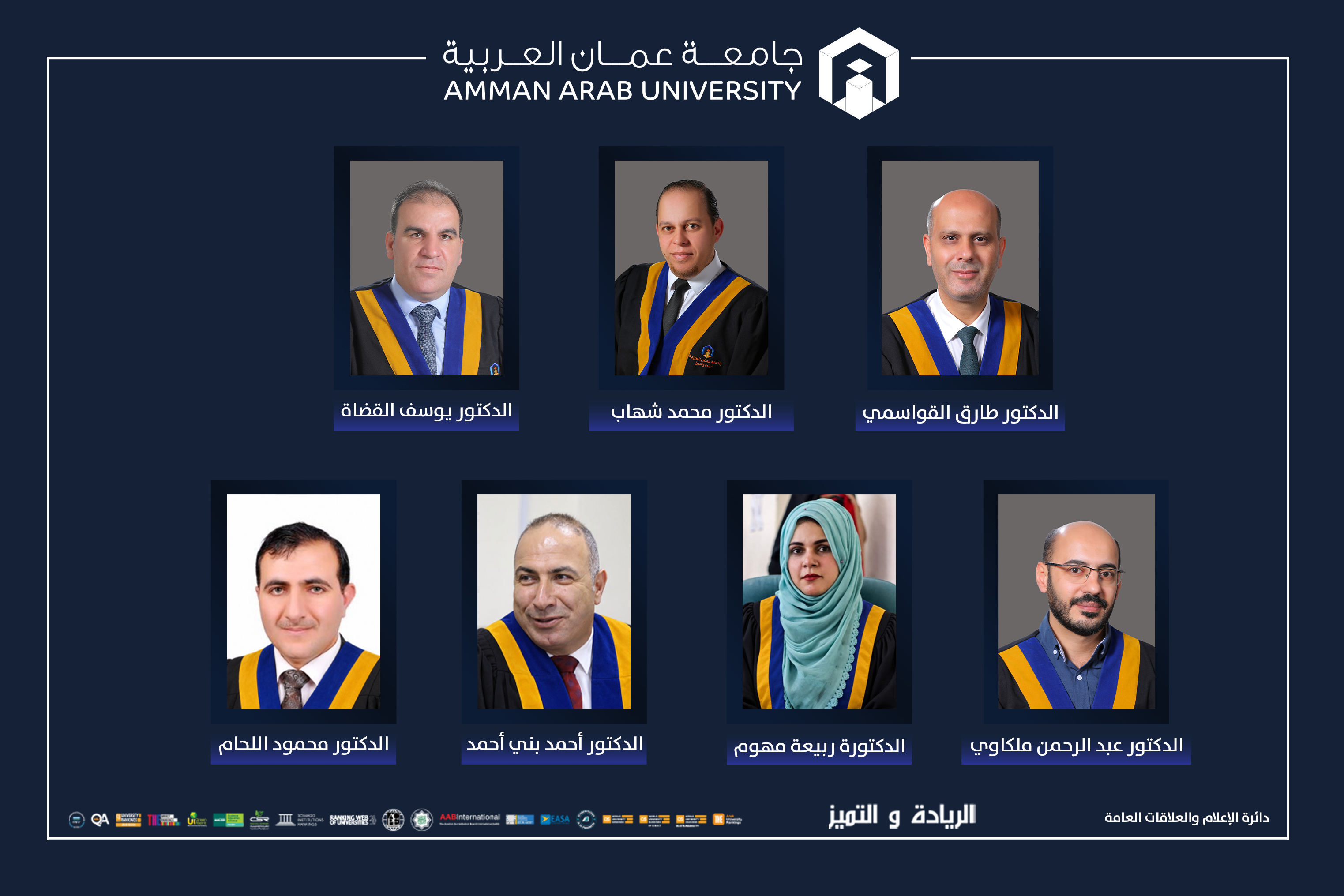 جامعة عمان العربية تسجل إنجازاً عالمياً بإدراج 7 من باحثيها ضمن قائمة أفضل 2% من علماء العالم وفق تصنيف ستانفورد