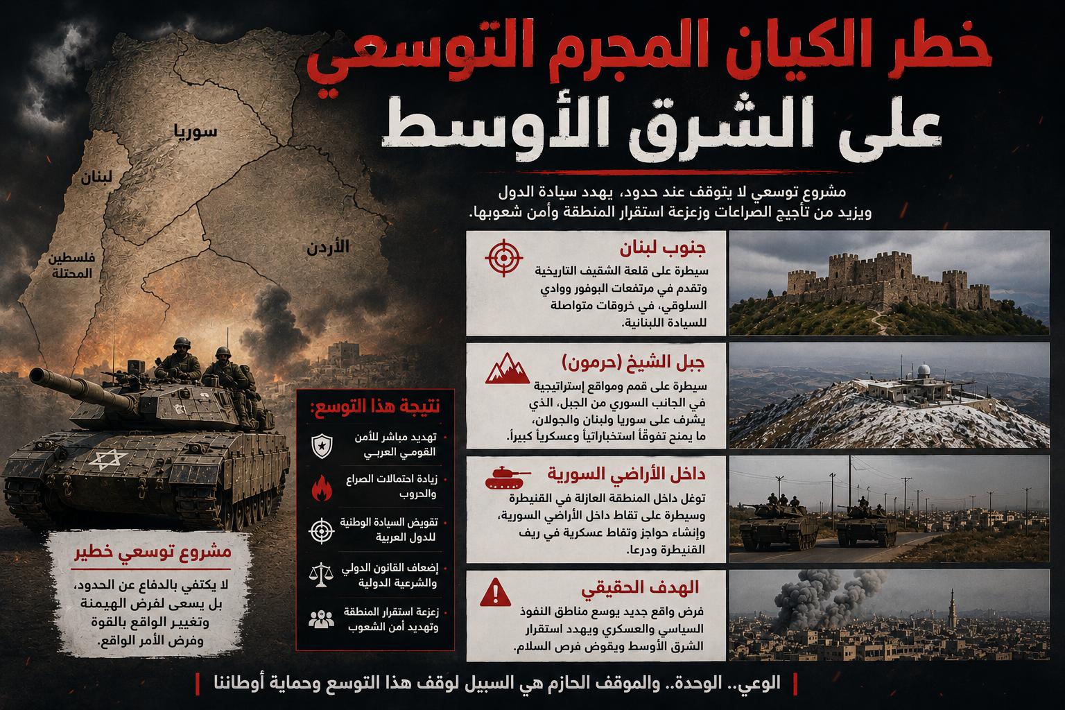 خطر الكيان المجرم التوسعي على الشرق الأوسط