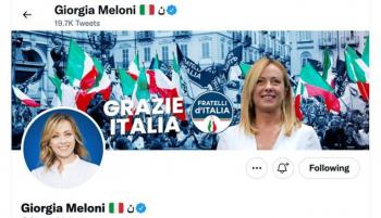سر حرف ن في حساب رئيسة الوزراء الإيطالية على تويتر
