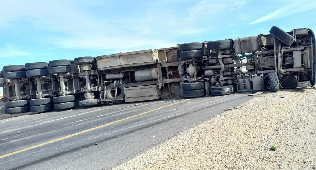 اغلاق بمنطقة ضبعة اثر حادث تدهور