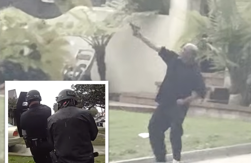 لقطات مثيرة وصادمة ..  مسلّح يطلق النار على مروحية للشرطة الأمريكية وكلب ينهي الأمر