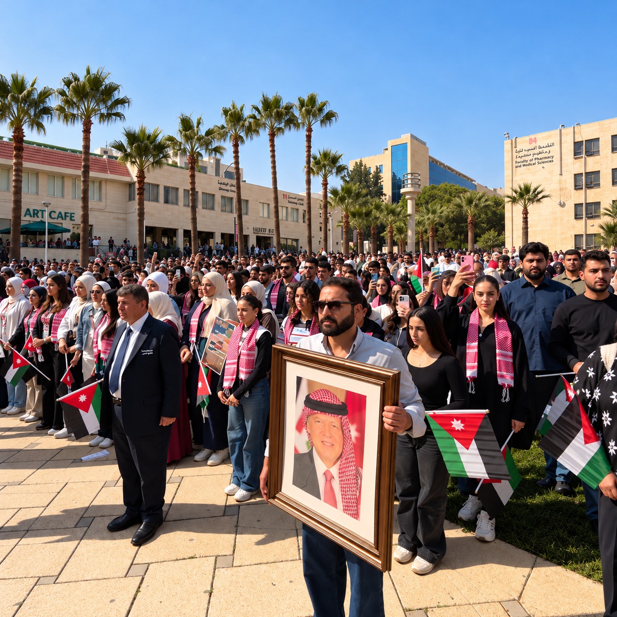 جامعة البترا تنظم وقفة تضامنية تنديدًا بالاعتداء في الكرك